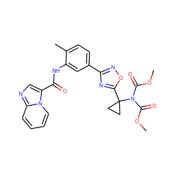 COC(=O)N(C(=O)OC)C1(c2nc(-c3ccc(C)c(NC(=O)c4cnc5ccccn45)c3)no2)CC1 ZINC000206113734