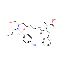 COC(=O)N(C)[C@H](Cc1ccccc1)C(=O)NCCCC[C@@H](CO)N(CC(C)C)S(=O)(=O)c1ccc(N)cc1 ZINC000036140468