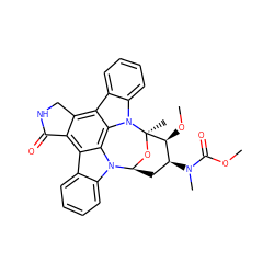 COC(=O)N(C)[C@H]1C[C@@H]2O[C@](C)([C@H]1OC)n1c3ccccc3c3c4c(c5c6ccccc6n2c5c31)C(=O)NC4 ZINC000100905686