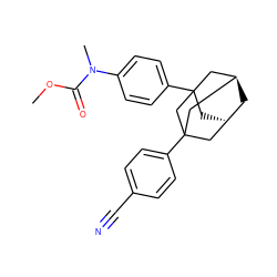 COC(=O)N(C)c1ccc(C23C[C@H]4C[C@@H](CC(c5ccc(C#N)cc5)(C4)C2)C3)cc1 ZINC000299865023