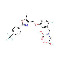 COC(=O)N(CC(=O)O)Cc1cc(OCc2nc(-c3ccc(C(F)(F)F)cc3)oc2C)ccc1F ZINC000653822686