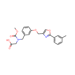 COC(=O)N(CC(=O)O)Cc1cccc(OCc2coc(-c3cccc(C)c3)n2)c1 ZINC000049049034