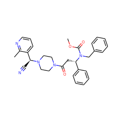 COC(=O)N(Cc1ccccc1)[C@@H](CC(=O)N1CCN([C@@H](C#N)c2cccnc2C)CC1)c1ccccc1 ZINC000013833257