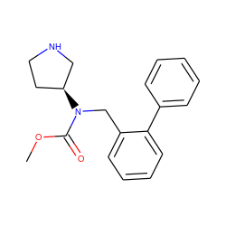 COC(=O)N(Cc1ccccc1-c1ccccc1)[C@H]1CCNC1 ZINC000040918703