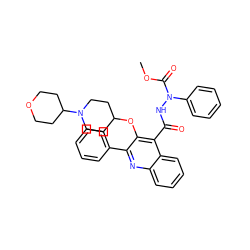 COC(=O)N(NC(=O)c1c(OC2CCN(C3CCOCC3)CC2)c(-c2ccccc2)nc2ccccc12)c1ccccc1 ZINC000036126759