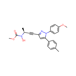 COC(=O)N(O)[C@@H](C)C#Cc1cc(-c2ccc(C)cc2)n(-c2ccc(OC)cc2)n1 ZINC000028093010