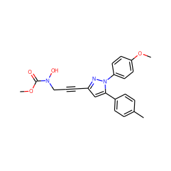 COC(=O)N(O)CC#Cc1cc(-c2ccc(C)cc2)n(-c2ccc(OC)cc2)n1 ZINC000084595485