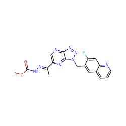 COC(=O)N/N=C(\C)c1cnc2nnn(Cc3cc4cccnc4cc3F)c2n1 ZINC000096169185