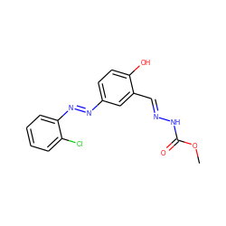 COC(=O)N/N=C/c1cc(N=Nc2ccccc2Cl)ccc1O ZINC000299846756