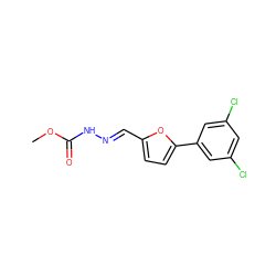 COC(=O)N/N=C/c1ccc(-c2cc(Cl)cc(Cl)c2)o1 ZINC000000509222