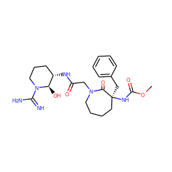 COC(=O)N[C@@]1(Cc2ccccc2)CCCCN(CC(=O)N[C@H]2CCCN(C(=N)N)[C@@H]2O)C1=O ZINC000026476429