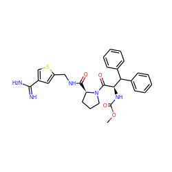 COC(=O)N[C@@H](C(=O)N1CCC[C@H]1C(=O)NCc1cc(C(=N)N)cs1)C(c1ccccc1)c1ccccc1 ZINC000027189815