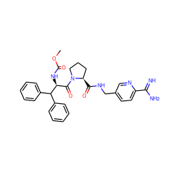 COC(=O)N[C@@H](C(=O)N1CCC[C@H]1C(=O)NCc1ccc(C(=N)N)nc1)C(c1ccccc1)c1ccccc1 ZINC000027187095