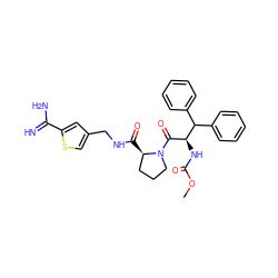 COC(=O)N[C@@H](C(=O)N1CCC[C@H]1C(=O)NCc1csc(C(=N)N)c1)C(c1ccccc1)c1ccccc1 ZINC000003976740