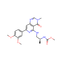 COC(=O)N[C@@H](C)CNc1nc(-c2ccc(OC)c(OC)c2)cc2ncn(C)c(=O)c12 ZINC000115137111