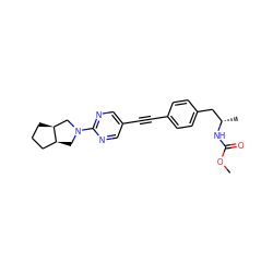 COC(=O)N[C@@H](C)Cc1ccc(C#Cc2cnc(N3C[C@H]4CCC[C@H]4C3)nc2)cc1 ZINC000169706439