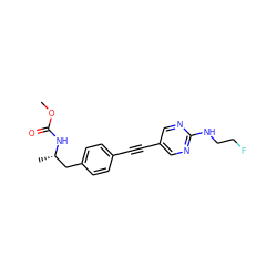 COC(=O)N[C@@H](C)Cc1ccc(C#Cc2cnc(NCCF)nc2)cc1 ZINC000113414117