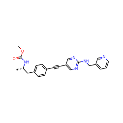 COC(=O)N[C@@H](C)Cc1ccc(C#Cc2cnc(NCc3cccnc3)nc2)cc1 ZINC000169706445