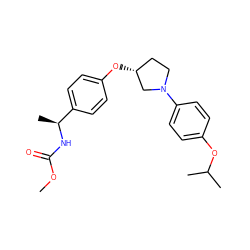 COC(=O)N[C@@H](C)c1ccc(O[C@@H]2CCN(c3ccc(OC(C)C)cc3)C2)cc1 ZINC001772577349