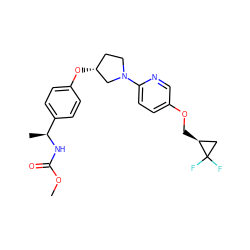 COC(=O)N[C@@H](C)c1ccc(O[C@@H]2CCN(c3ccc(OC[C@H]4CC4(F)F)cn3)C2)cc1 ZINC000169709702