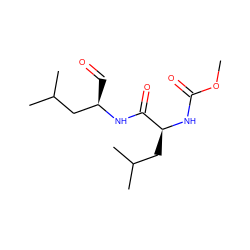 COC(=O)N[C@@H](CC(C)C)C(=O)N[C@H](C=O)CC(C)C ZINC000027621400