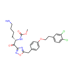 COC(=O)N[C@@H](CCCCN)C(=O)c1noc(Cc2ccc(OCCc3ccc(Cl)c(Cl)c3)cc2)n1 ZINC000042965645