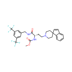 COC(=O)N[C@@H](CCN1CCC2(C=Cc3ccccc32)CC1)C(=O)NCc1cc(C(F)(F)F)cc(C(F)(F)F)c1 ZINC000034804341