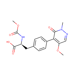 COC(=O)N[C@@H](Cc1ccc(-c2c(OC)cnn(C)c2=O)cc1)C(=O)O ZINC000013704651