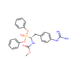 COC(=O)N[C@@H](Cc1ccc(NC(=N)N)cc1)P(=O)(Oc1ccccc1)Oc1ccccc1 ZINC000028869424