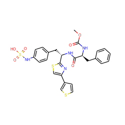 COC(=O)N[C@@H](Cc1ccccc1)C(=O)N[C@@H](Cc1ccc(NS(=O)(=O)O)cc1)c1nc(-c2ccsc2)cs1 ZINC000114376666
