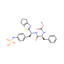 COC(=O)N[C@@H](Cc1ccccc1)C(=O)N[C@@H](Cc1ccc(NS(=O)(=O)O)cc1)c1nc2c(s1)CCC2 ZINC000116903416