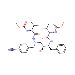 COC(=O)N[C@H](C(=O)N[C@@H](Cc1ccccc1)[C@@H](O)CN(Cc1ccc(C#N)cc1)NC(=O)[C@@H](NC(=O)OC)C(C)C)C(C)C ZINC000026946467