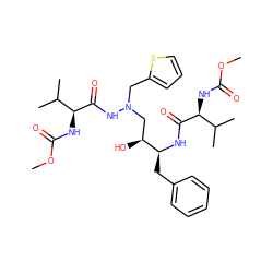 COC(=O)N[C@H](C(=O)N[C@@H](Cc1ccccc1)[C@@H](O)CN(Cc1cccs1)NC(=O)[C@@H](NC(=O)OC)C(C)C)C(C)C ZINC000026946835
