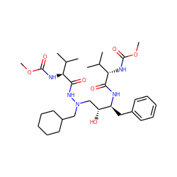 COC(=O)N[C@H](C(=O)N[C@@H](Cc1ccccc1)[C@H](O)CN(CC1CCCCC1)NC(=O)[C@@H](NC(=O)OC)C(C)C)C(C)C ZINC000026946821