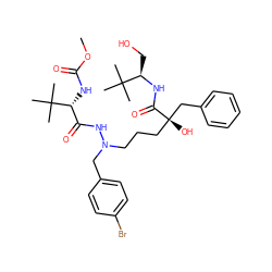 COC(=O)N[C@H](C(=O)NN(CCC[C@@](O)(Cc1ccccc1)C(=O)N[C@H](CO)C(C)(C)C)Cc1ccc(Br)cc1)C(C)(C)C ZINC000169324492