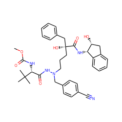 COC(=O)N[C@H](C(=O)NN(CCC[C@@](O)(Cc1ccccc1)C(=O)N[C@H]1c2ccccc2C[C@H]1O)Cc1ccc(C#N)cc1)C(C)(C)C ZINC000029134291