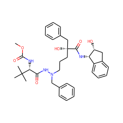 COC(=O)N[C@H](C(=O)NN(CCC[C@@](O)(Cc1ccccc1)C(=O)N[C@H]1c2ccccc2C[C@H]1O)Cc1ccccc1)C(C)(C)C ZINC000029134446