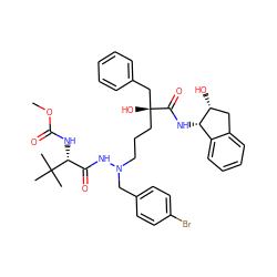 COC(=O)N[C@H](C(=O)NN(CCC[C@](O)(Cc1ccccc1)C(=O)N[C@H]1c2ccccc2C[C@H]1O)Cc1ccc(Br)cc1)C(C)(C)C ZINC000029134336