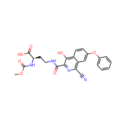 COC(=O)N[C@H](CCNC(=O)c1nc(C#N)c2cc(Oc3ccccc3)ccc2c1O)C(=O)O ZINC000146733296