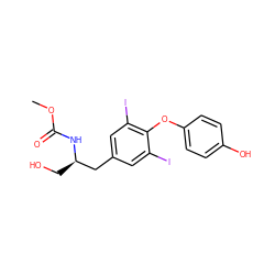 COC(=O)N[C@H](CO)Cc1cc(I)c(Oc2ccc(O)cc2)c(I)c1 ZINC000095605039