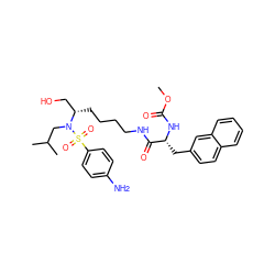 COC(=O)N[C@H](Cc1ccc2ccccc2c1)C(=O)NCCCC[C@@H](CO)N(CC(C)C)S(=O)(=O)c1ccc(N)cc1 ZINC000036140479