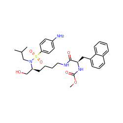 COC(=O)N[C@H](Cc1cccc2ccccc12)C(=O)NCCCC[C@@H](CO)N(CC(C)C)S(=O)(=O)c1ccc(N)cc1 ZINC000036140473