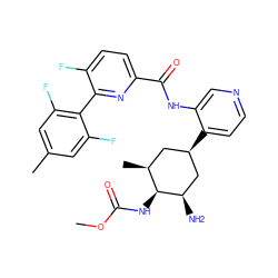 COC(=O)N[C@H]1[C@@H](C)C[C@@H](c2ccncc2NC(=O)c2ccc(F)c(-c3c(F)cc(C)cc3F)n2)C[C@H]1N ZINC000261161597