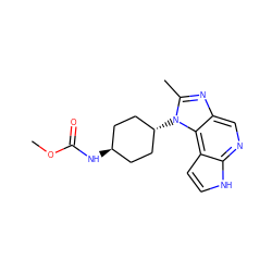 COC(=O)N[C@H]1CC[C@H](n2c(C)nc3cnc4[nH]ccc4c32)CC1 ZINC000254133834