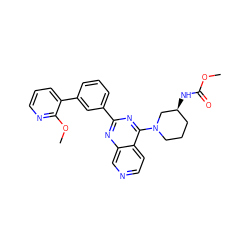 COC(=O)N[C@H]1CCCN(c2nc(-c3cccc(-c4cccnc4OC)c3)nc3cnccc23)C1 ZINC000095578139