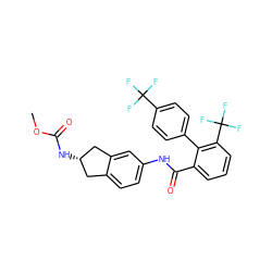 COC(=O)N[C@H]1Cc2ccc(NC(=O)c3cccc(C(F)(F)F)c3-c3ccc(C(F)(F)F)cc3)cc2C1 ZINC000027524801