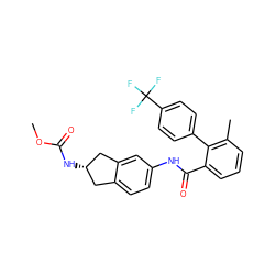 COC(=O)N[C@H]1Cc2ccc(NC(=O)c3cccc(C)c3-c3ccc(C(F)(F)F)cc3)cc2C1 ZINC000002009098