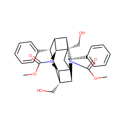 COC(=O)N1[C@H]2C3[C@@H]4N(C(=O)OC)[C@@H]5C([C@H]1[C@]5(CO)[C@@H]3c1ccccc1)[C@H](c1ccccc1)[C@@]24CO ZINC000101042428