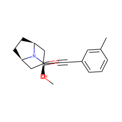 COC(=O)N1[C@H]2CC[C@@H]1C[C@@](O)(C#Cc1cccc(C)c1)C2 ZINC000103293073