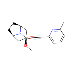 COC(=O)N1[C@H]2CC[C@@H]1C[C@@](O)(C#Cc1cccc(C)n1)C2 ZINC000103287309